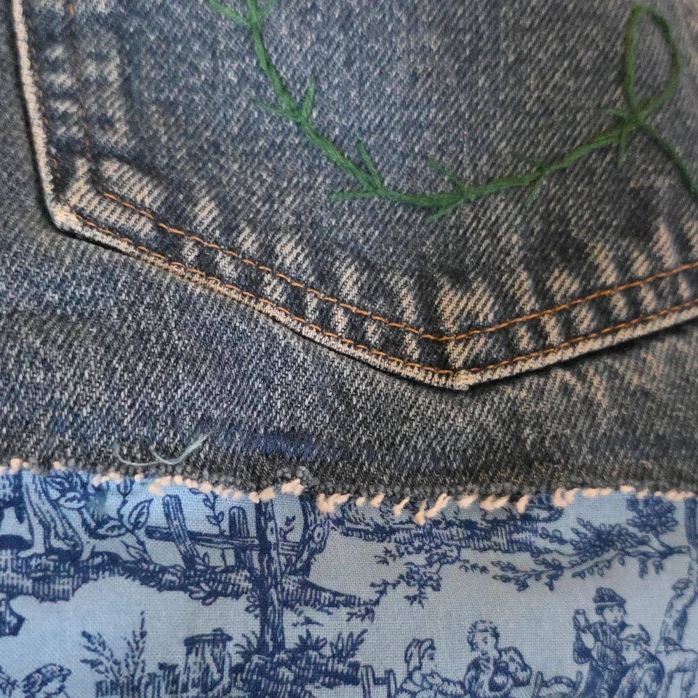 Upcycled Molly Made It Toile Jeans Storage Basket